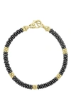 Lagos Gold & Black Caviar Collection 18k Gold & Ceramic Five Station Bracelet In Gold