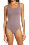Yummie Ruby Cotton Shaping Thong Bodysuit In Sparrow
