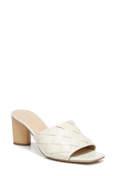 Veronica Beard Kiele Woven Napa Block-heel Sandals In White