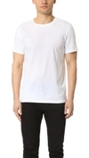 Vince Linen Short Sleeve Crew Tee Hillside Blue In Optic White