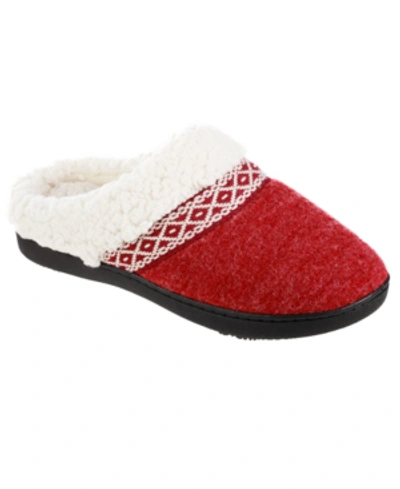 Isotoner Signature Women's Heather-knit Ada Hoodback Boxed Slippers In Chili