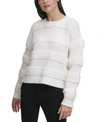 DKNY TEXTURED STRIPED SWEATER