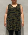 COIN 1804 WOMEN'S PLUS SIZE CAMOUFLAGE MESH V-NECK TANK TOP
