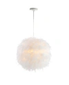 Jonathan Y Stork 19" Feather Metal Adjustable Led Pendant In White