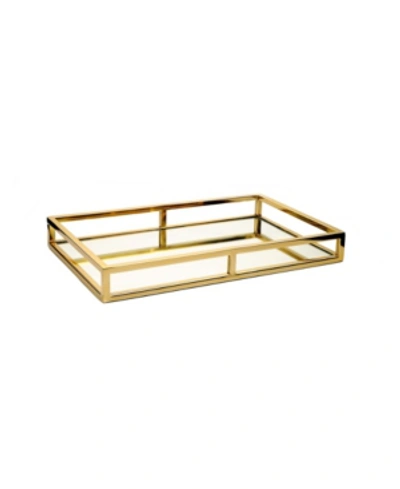 Classic Touch Oblong Mirror Tray With Loop Design In Gold