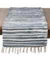 Saro Lifestyle Striped Denim Chindi Dining Table Runner In Indigo