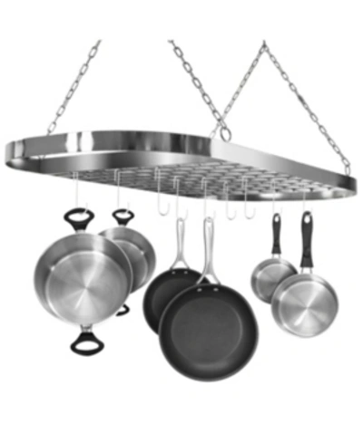 Sorbus Ceiling Mounted Pot Rack With Hooks In Chrome