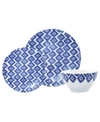 Vietri Santorini Diamond 3-piece Place Setting Set In Blue/white