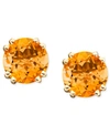 Macy's Brilliant-cut Citrine (2-1/5 Ct. T.w.) Stud Earrings In 14k White Gold In Yellow