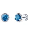 MACY'S BLUE DIAMOND AND WHITE DIAMOND HALO STUD EARRINGS ( 2 CT. T.W.) IN 14K WHITE GOLD