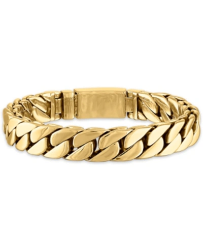 Esquire Men's Jewelry Curb Link Chain Bracelet In Gold-tone Ion-plated Stainless Steel, Created For Macy's (also In Stainl