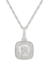 Macy's Diamond Baguette Square Cluster 18" Pendant Necklace (1/2 Ct. T.w.) In 14k Gold ,14k White Gold Or 1 In White Gold