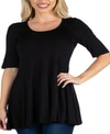 24seven Comfort Apparel Women's Plus Size Classic Long Sleeves Tunic Top In Black