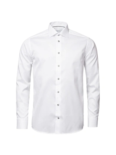 Eton Contemporary-fit Twill Dress Shirt With Grey Details In White