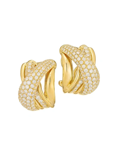 Alberto Milani Women's Via Brera 18k Yellow Gold & Pavé Diamond Crisscross Earrings