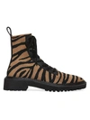 Loeffler Randall Women's Brady Zebra-stripe Knit Combat Boots In Tiger