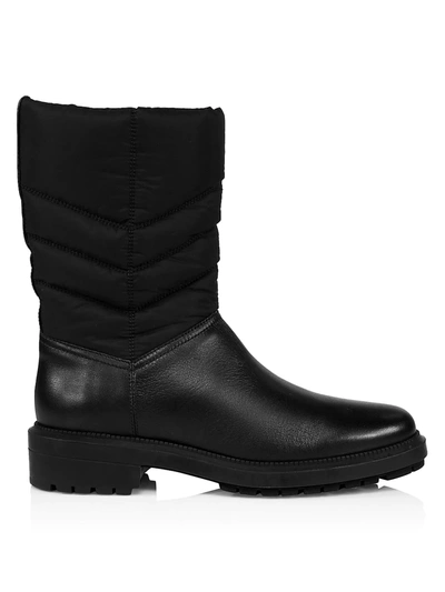 Aquatalia Lori Quilted Leather & Nylon Boots In Black