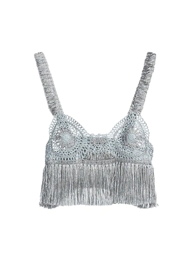 Stella Mccartney Delicate Dream Crochet Knit Bra In Grey