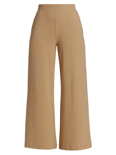 L Agence Campbell Stretch Cotton And Modal-blend Wide-leg Pants In Camel