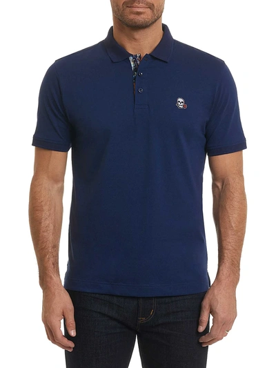 Robert Graham Easton Classic Fit Skull Applique Polo In Navy