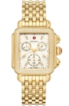 Michele Deco Stainless Steel & Diamond Dial Bracelet Watch In Gold