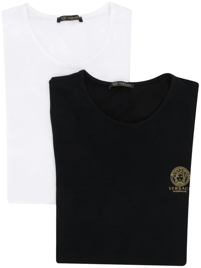 Versace Pack Of Two Medusa-print Cotton-blend T-shirts In Black