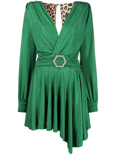 Philipp Plein Artemis Crystal Embellished Mini Dress In Green