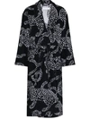 Desmond & Dempsey Belted Cotton-terry Jacquard Robe In Navy