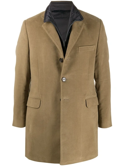 Fay Virgin Wool Single-breasted Coat In Brown