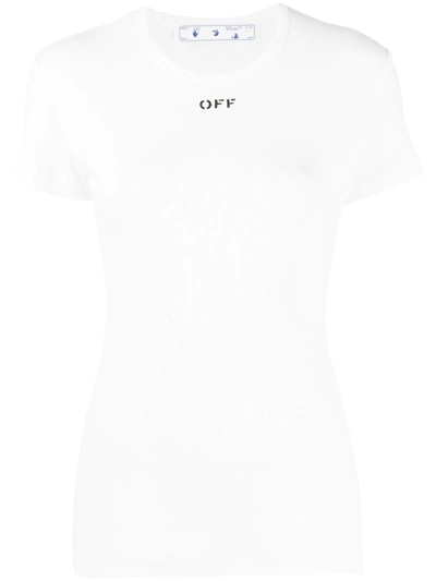 Off-white White Cropped T-shirt With Logo