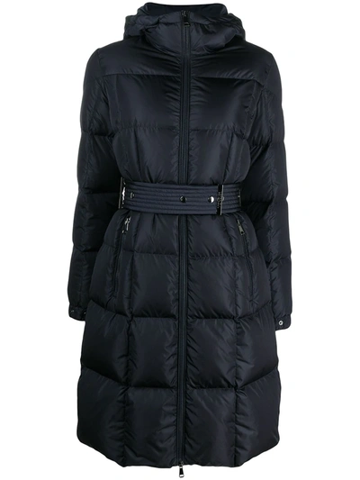 Moncler Flammette High-neck Puffer Coat, Olive In Navy