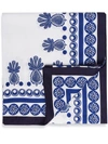 La Doublej Big Pineapple Blue Linen Tablecloth In White