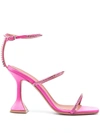 Amina Muaddi 95mm Gilda Embellished Satin Sandals In Pink