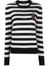 DOLCE & GABBANA LOGO-EMBROIDERED STRIPED JUMPER