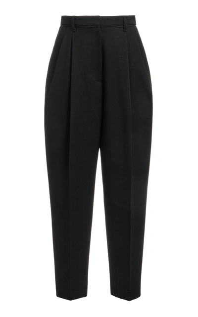 Alexandre Blanc Carrot Pleated Wool Tapered Pants In Black