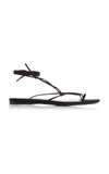 Attico Women's Kika Lace-up Satin Thong Sandals In Black