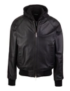 DSQUARED2 DOUBLE LAYER MAN BOMBER JACKET BLACK LEATHER AND COTTON,11651647