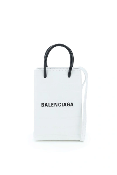 Balenciaga Shopping Phone Holder Bag In White