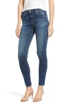 Ag The Farrah High Waist Ankle Skinny Jeans In Dark Blue