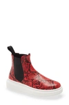 Cordani Preston Embossed Leather Bootie In Red Python Print Leather