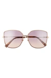 Givenchy 61mm Butterfly Sunglasses With Chain In Gold Pink/ Plum Gradient