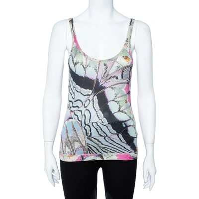 Pre-owned Roberto Cavalli Multicolor Print Silk Knitted Tank Top L