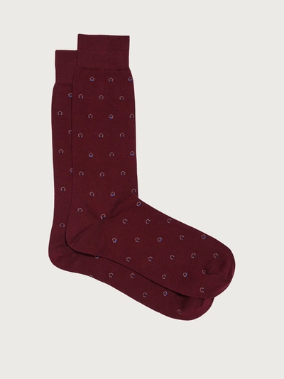 Ferragamo Medium Gancini Jacquard Sock In Red
