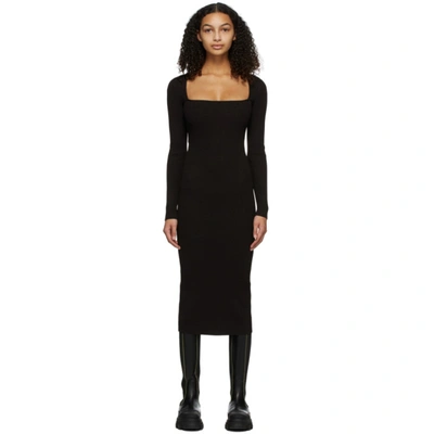 Ganni Black Melange Knit Mid-length Dress