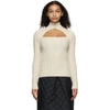 GANNI OFF-WHITE ALPACA CABLE KNIT TURTLENECK