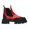 GANNI RED & BLACK CHUNKY SOLE CHELSEA BOOTS