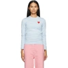 Comme Des Garçons Play Comme Des Garcons Play Blue And White Striped Heart Patch Long Sleeve T-shirt