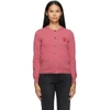 Comme Des Garçons Play Pink Wool Layered Double Heart Cardigan In Pink