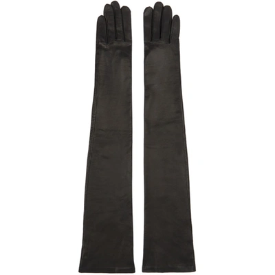 Givenchy Black Lambskin Long Gloves In 001 Black