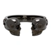 ALEXANDER MCQUEEN GUNMETAL TWIN SKULL RING